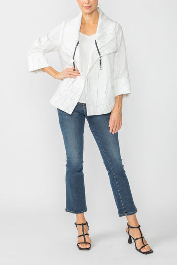 White Zip Detail Jacket